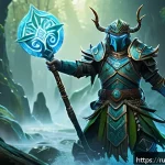 Home 19 월드 오브 워크래프트 주술사 힐링 스킬 운용법 - A dynamic fantasy battle scene featuring a shaman healer in ornate tribal armor casting a healing st...