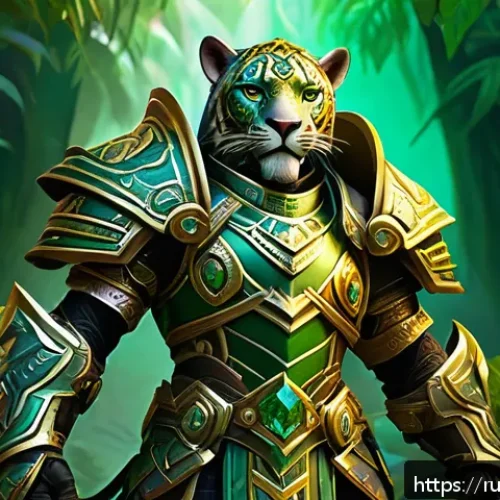 Home 30 월드 오브 워크래프트 방어구 세트 컬렉션 - A heroic fantasy warrior clad in the iconic Tier 2 Zul’Gurub armor set from World of Warcraft, featu...