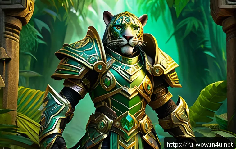 월드 오브 워크래프트 방어구 세트 컬렉션 - A heroic fantasy warrior clad in the iconic Tier 2 Zul’Gurub armor set from World of Warcraft, featu...