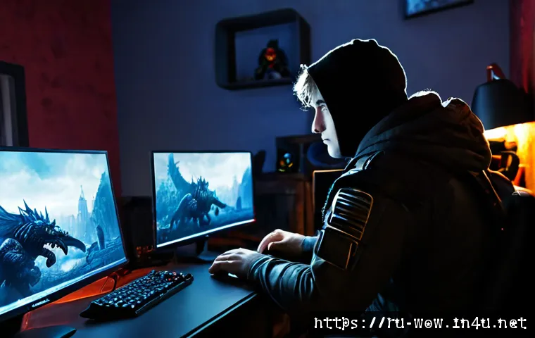 Home 17 월드 오브 워크래프트 레이드 딜러 역할 이해하기 - Photorealistic Russian gamer in a cozy Moscow apartment, focused at a desktop computer during a fant...